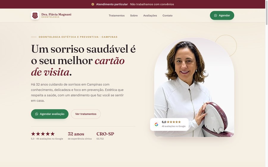 Site da Dra. Flávia Magnani Odontologia