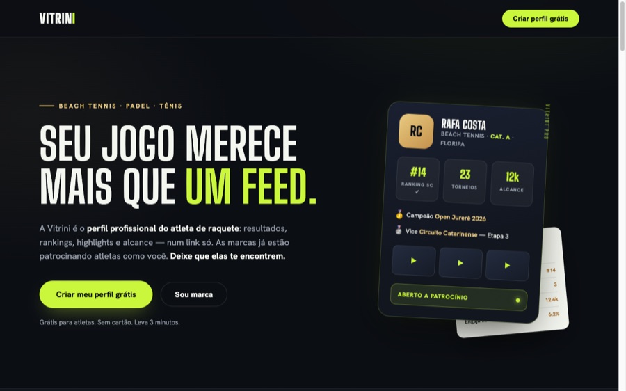 Tela inicial da Vitrini